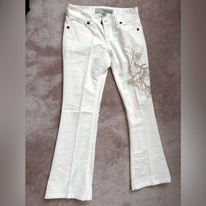 Guess Corduroy Jeans Bootcut with Flower Embroidery